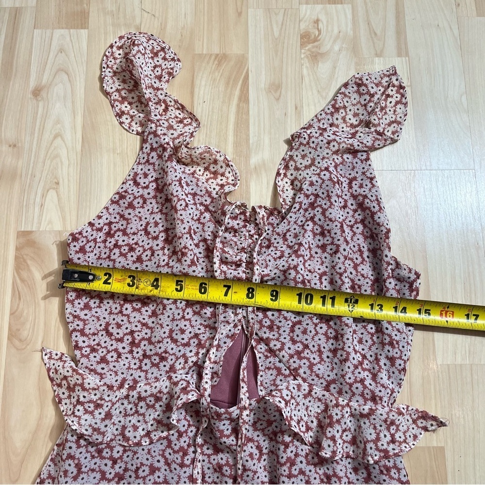 Lulus Womens Summer Mina Mauve Pink Floral Print Ruffled Skater Dress Size Small - Picture 4 of 6